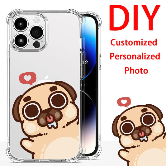 Custom Personalized Photo Text Name Logo Phone Case For iPhone 16 15 14 13 12 11 Pro X XS XR Max 7 8 Plus SE Soft Back Cover