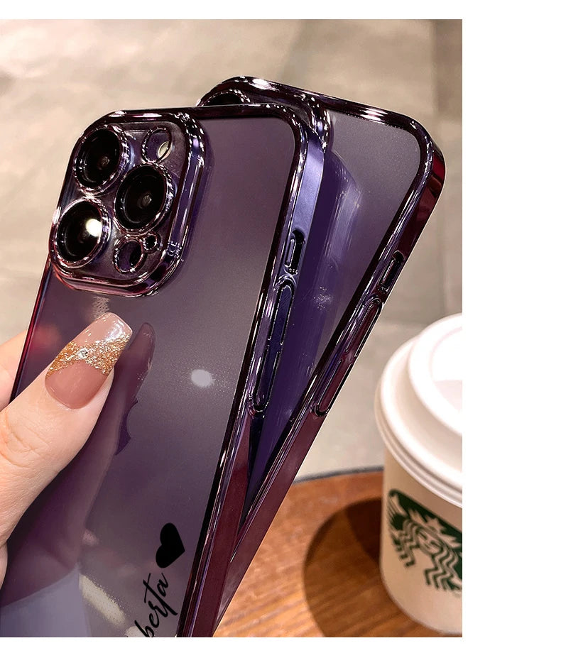 Personalised Name Custom Case For iPhone 16 15 14 13 12 11 Pro Max Luxury Plating Transparent Soft Clear Cover 15 14 13 Pro Max