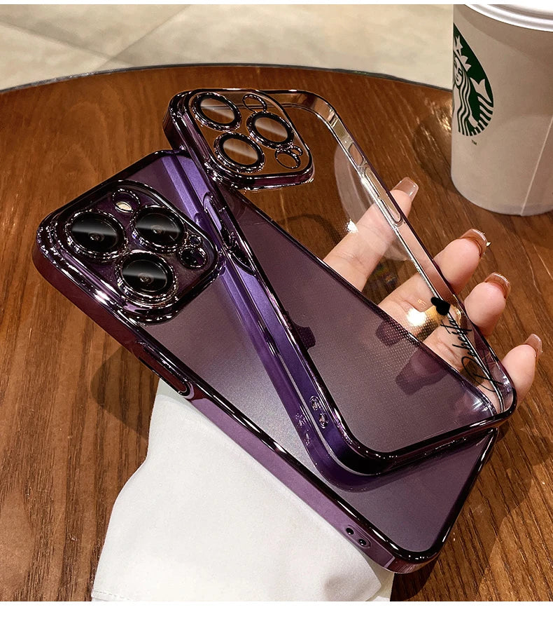 Personalised Name Custom Case For iPhone 16 15 14 13 12 11 Pro Max Luxury Plating Transparent Soft Clear Cover 15 14 13 Pro Max