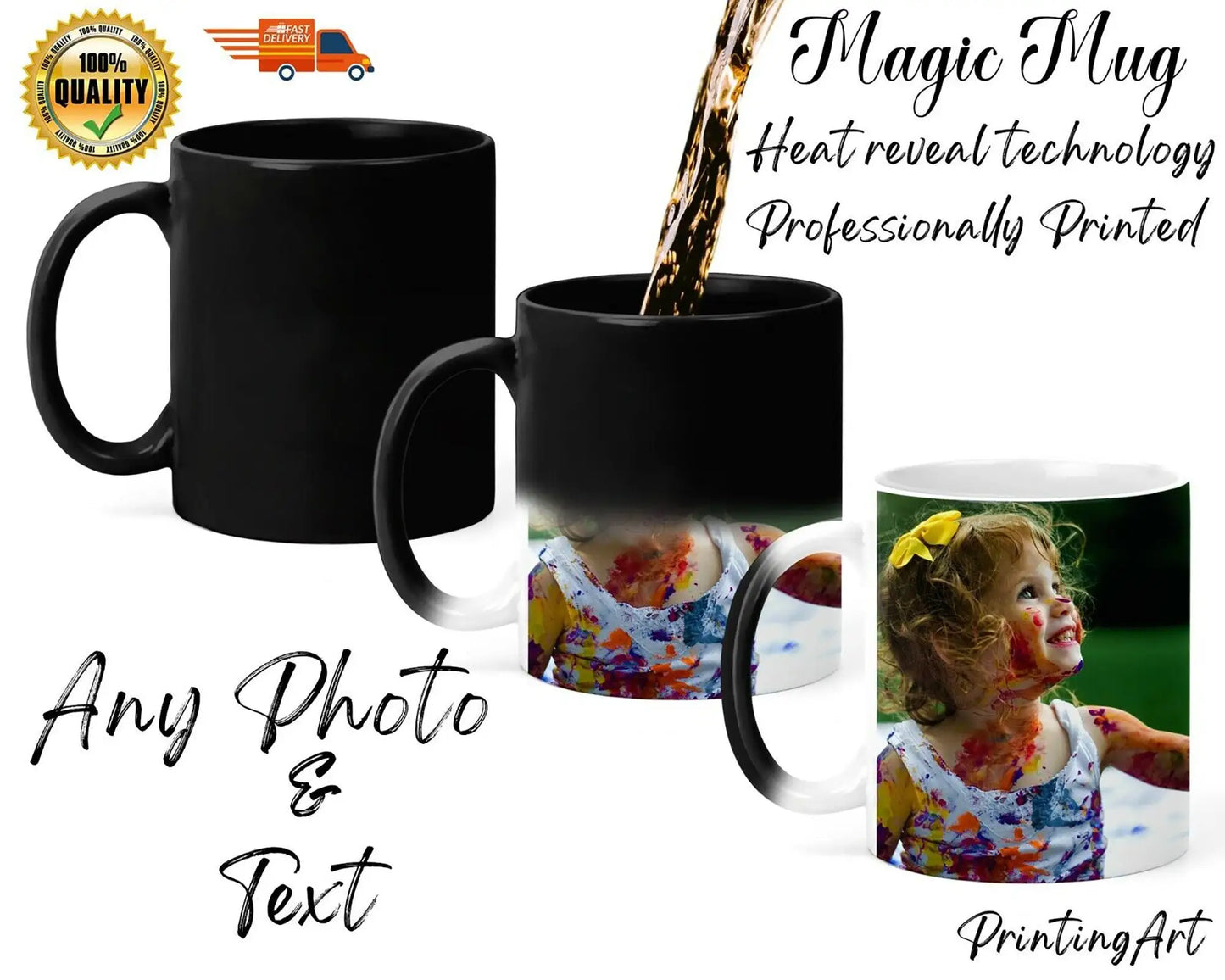 Custom Your Own Design Color Changing Mug, Photo Magic Mug, Gift to Dad Mom Kids, Birthday Surprise Gift Mug