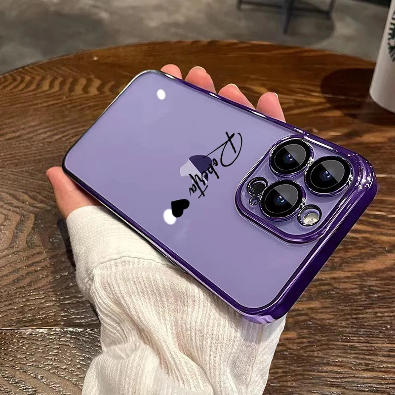 Personalised Name Custom Case For iPhone 16 15 14 13 12 11 Pro Max Luxury Plating Transparent Soft Clear Cover 15 14 13 Pro Max