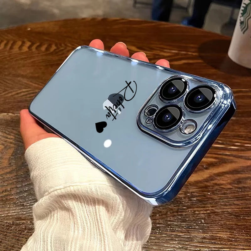 Personalised Name Custom Case For iPhone 16 15 14 13 12 11 Pro Max Luxury Plating Transparent Soft Clear Cover 15 14 13 Pro Max